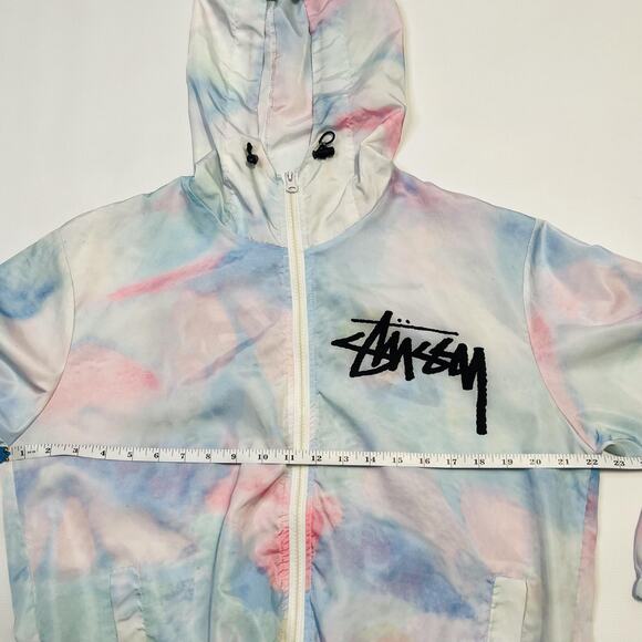 Stussy Jacket Womens Large Multicolor Tie Dye Hooded Windbreaker LA Paris - Picture 7 of 9